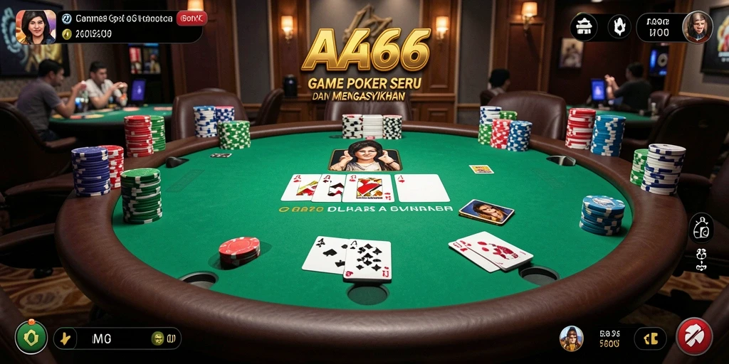 Tampilan gameplay Poker yang seru dan mendebarkan di AA666.