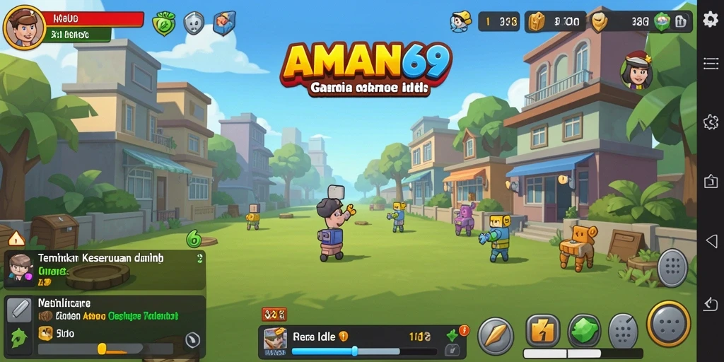 Gameplay Idle yang menarik dari AMAN69 dengan berbagai karakter unik.