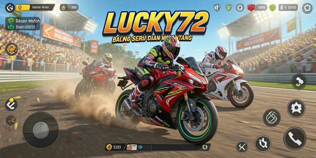 Tangkapan layar LUCKY72 menampilkan aksi balapan motor yang mendebarkan.