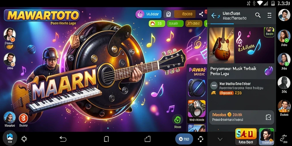 Tampilan gameplay seru MAWARTOTO dengan lagu-lagu populer.