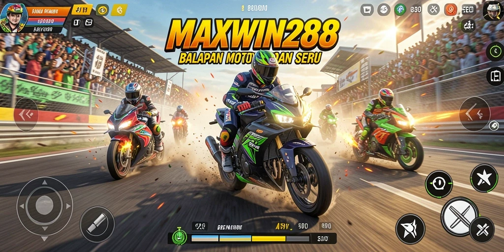 Tampilan balapan motor seru dalam MAXWIN288.