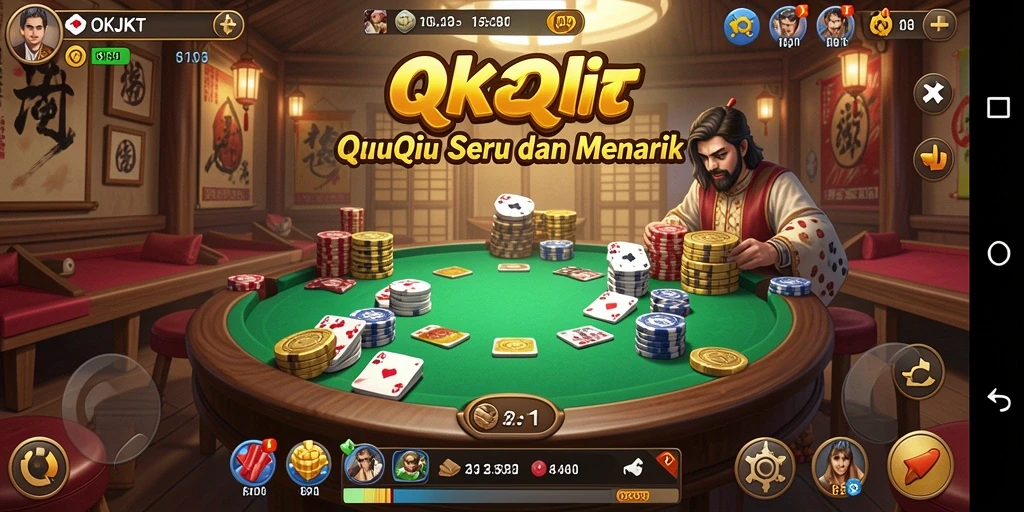 Tampilan gameplay seru dalam permainan QiuQiu OKJKT.