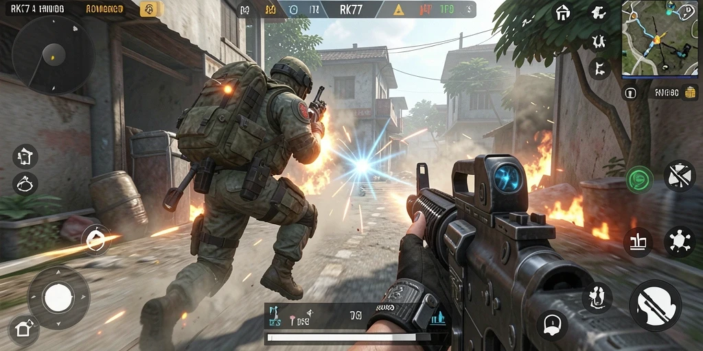 Screenshot menunjukkan aksi seru dari gameplay RK77 yang mendebarkan.