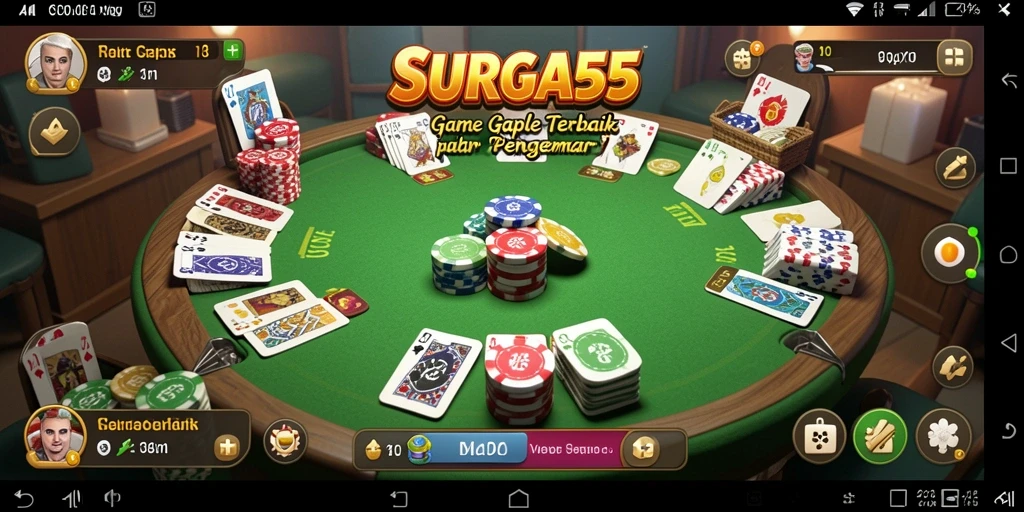 Tampilan gameplay Gaple yang seru dan interaktif di SURGA55.