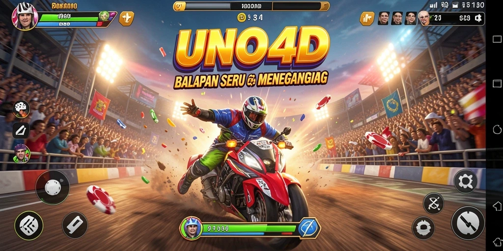 Tampilan gameplay seru di lintasan balap yang menantang.