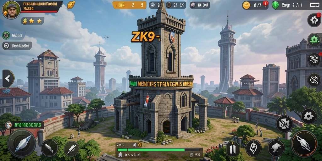 Tampilan gameplay ZK9 yang penuh aksi dalam Tower Defense.